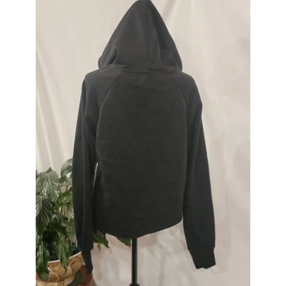 Bebe Sport Womens Black Rose Gold Sequin Logo Side Tape Hoodie Pullover Large - Picture 4 of 6